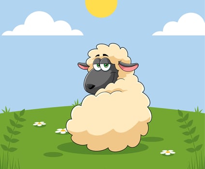 Smiling Female Sheep Cartoon Character vector