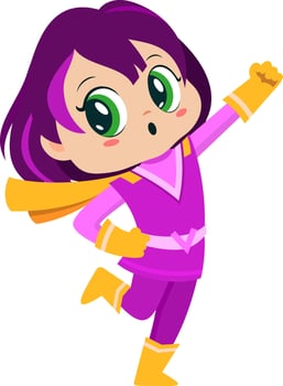 Cute Super Hero Kid Girl Cartoon Character vector