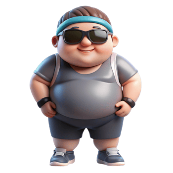 aigenerated cartoon fat man with sunglasses and a bandana png