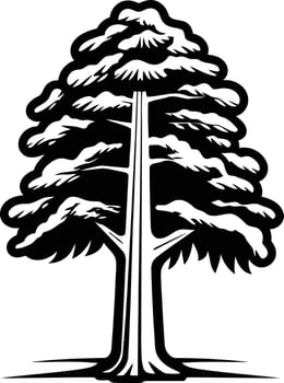 Simple, black and white silhouette of a majestic tree vector