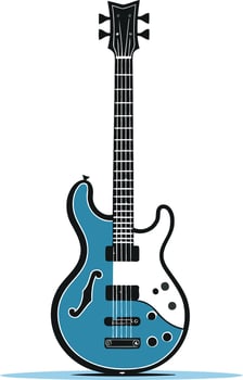 A sleek, blue electric guitar illustration perfect for music related designs, posters, or social media graphics vector