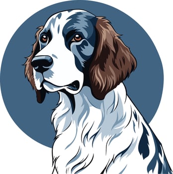 A charming illustration of a springer spaniel, rendered in a bold, graphic style vector