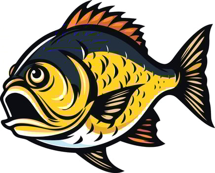 A bold and colorful illustration of a cartoon fish with an open mouth, perfect for logos, branding, or fishing related designs vector