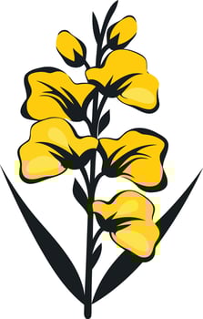 Simple, elegant yellow flower illustration vector