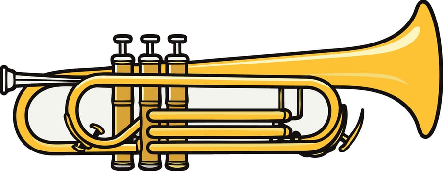A simple, clean illustration of a yellow trumpet vector