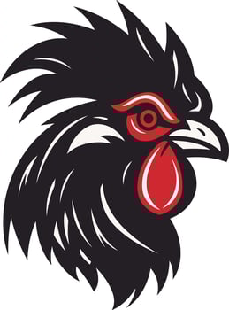 A bold, stylized illustration of a rooster's head, perfect for branding, logo design, or as a powerful graphic element vector