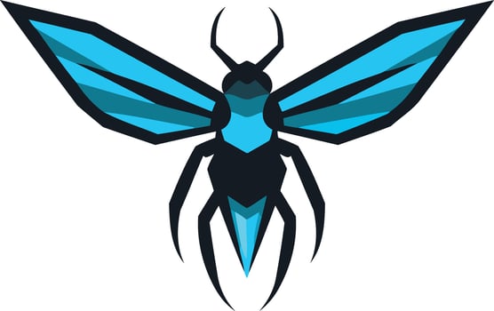 Geometric blue and black insect logo design vector
