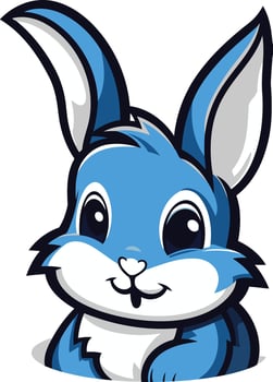 A cartoon blue bunny with big ears vector