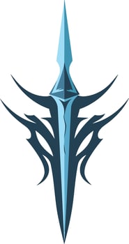 A sharp, stylized sword logo with a tribal design vector