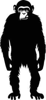 A black and white silhouette of a chimpanzee vector