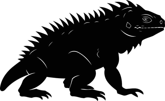 A bold, black silhouette of an iguana, perfect for graphic design projects or as a powerful symbol of nature vector