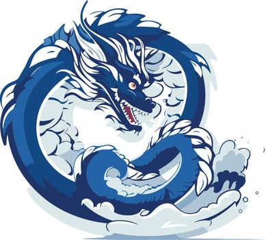 Blue Dragon Coiled in a Circle vector