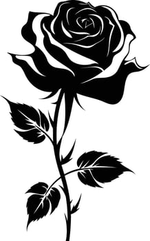Black and White Rose Silhouette vector