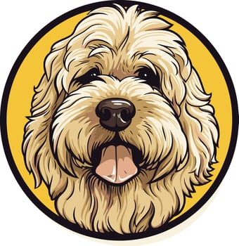 Adorable cartoon illustration of a happy doodle dog with a wagging tongue vector