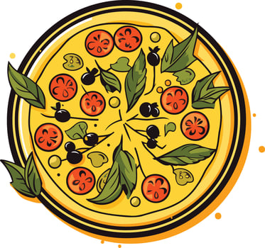 A delicious looking pizza with fresh toppings, perfect for menus, restaurant branding, or food blogs vector