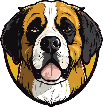 Cute cartoon illustration of a saint bernard dog with a friendly expression vector