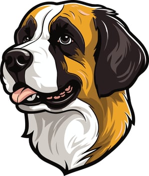 A friendly cartoon illustration of a saint bernard dog's head, perfect for branding, logos, or pet related designs vector