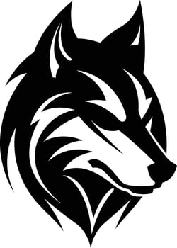 A bold, black and white illustration of a wolf s head, perfect for creating a strong and powerful brand identity vector