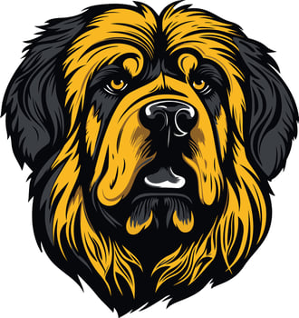 A striking illustration of a dog's head, featuring bold lines and contrasting colors vector