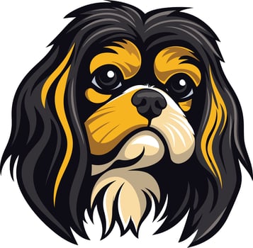 Cute cartoon illustration of a cavalier king charles spaniel dog with a black and tan coat vector