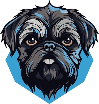 A stylized illustration of a brussels griffon dog, with a bold, graphic design vector