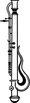 A simple, black and white illustration of a traditional indian musical instrument, the shehnai vector