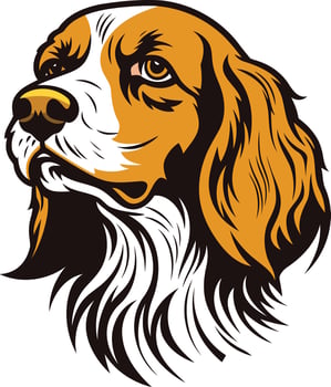 A bold and detailed illustration of a spaniel dog's head, perfect for pet related businesses, logos, and designs vector
