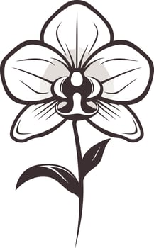 Elegant line art illustration of a single orchid flower vector