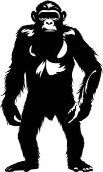 A strong and imposing black and white silhouette of a gorilla, perfect for adding a powerful and symbolic element to your design vector
