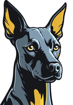 Cool, stylized illustration of a black dog with yellow ears vector