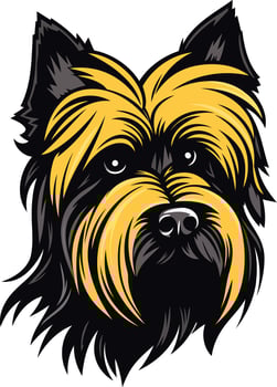 A cute and friendly cairn terrier with a fluffy yellow coat and black face, perfect for pet related designs, pet products, or social media posts vector