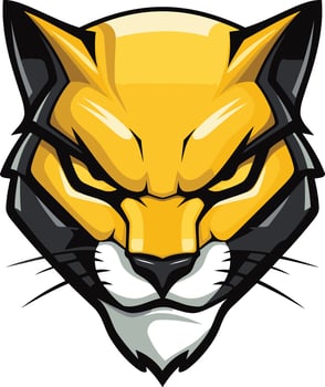 Aggressive and powerful, this fierce yellow cat mascot logo is perfect for sports teams, gaming brands, and businesses looking for a bold image vector