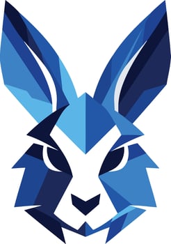 Geometric blue rabbit logo design vector