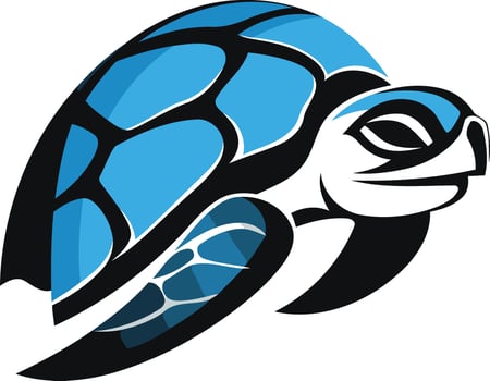 Bold, stylized sea turtle logo design vector