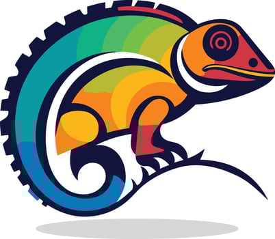 Vibrant, colorful chameleon logo design vector