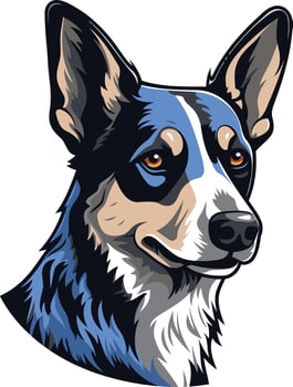 A bold and stylized illustration of a blue merle australian shepherd, perfect for dog lovers, pet owners, and breeders vector