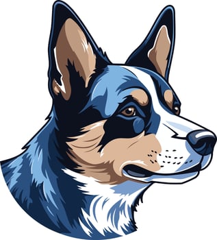 A striking illustration of a blue merle australian shepherd dog, perfect for branding or merchandise vector