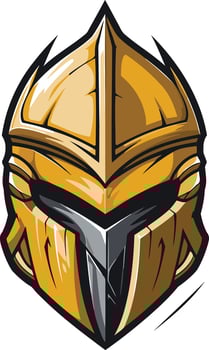 Bold and fierce, this golden knight helmet logo is perfect for a gaming team, esports organization, or any brand seeking to convey strength and power vector