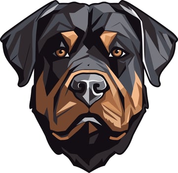 A bold and graphic illustration of a rottweiler s head, perfect for branding, logos, or designs focused on strength, loyalty, and protection vector