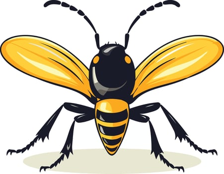 Cartoon illustration of a friendly yellow and black bee vector
