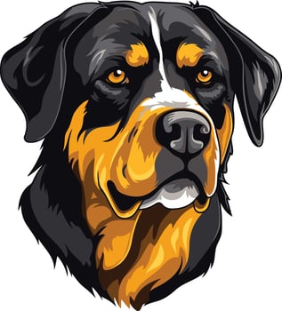 A bold and striking illustration of a bernese mountain dog s head, showcasing its iconic black, brown, and white coloring vector