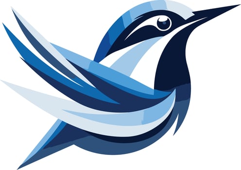 Abstract blue bird logo design, perfect for nature inspired brands, tech companies, or any business seeking a modern and unique look vector