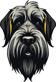 A close up portrait of a black and grey giant schnauzer with a friendly expression, perfect for branding, pet products, and social media vector