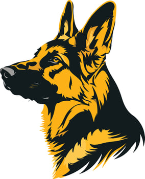 A german shepherd dog head on a white background vector