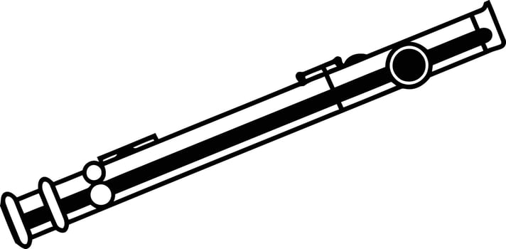 Black and white illustration of a flute isolated on white background vector