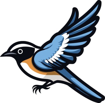 A blue and white bird flying in the air vector
