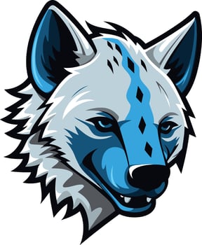 Fierce and stylized, this blue and white hyena mascot is perfect for a sports team, esports team, or gaming logo vector