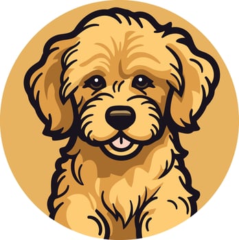Adorable cartoon doodle of a happy golden doodle puppy vector