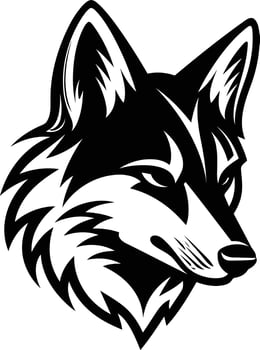 A black and white wolf head on a white background vector