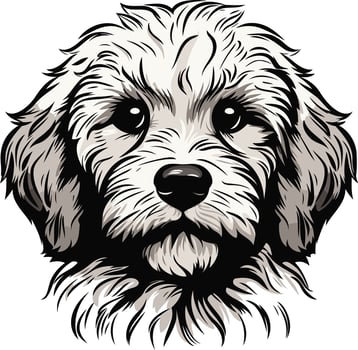 A close up, hand drawn illustration of a cute dog's face vector
